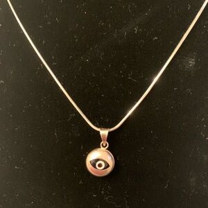Sterling Silver Evil eye charm & 16" Sterling Silver Chain